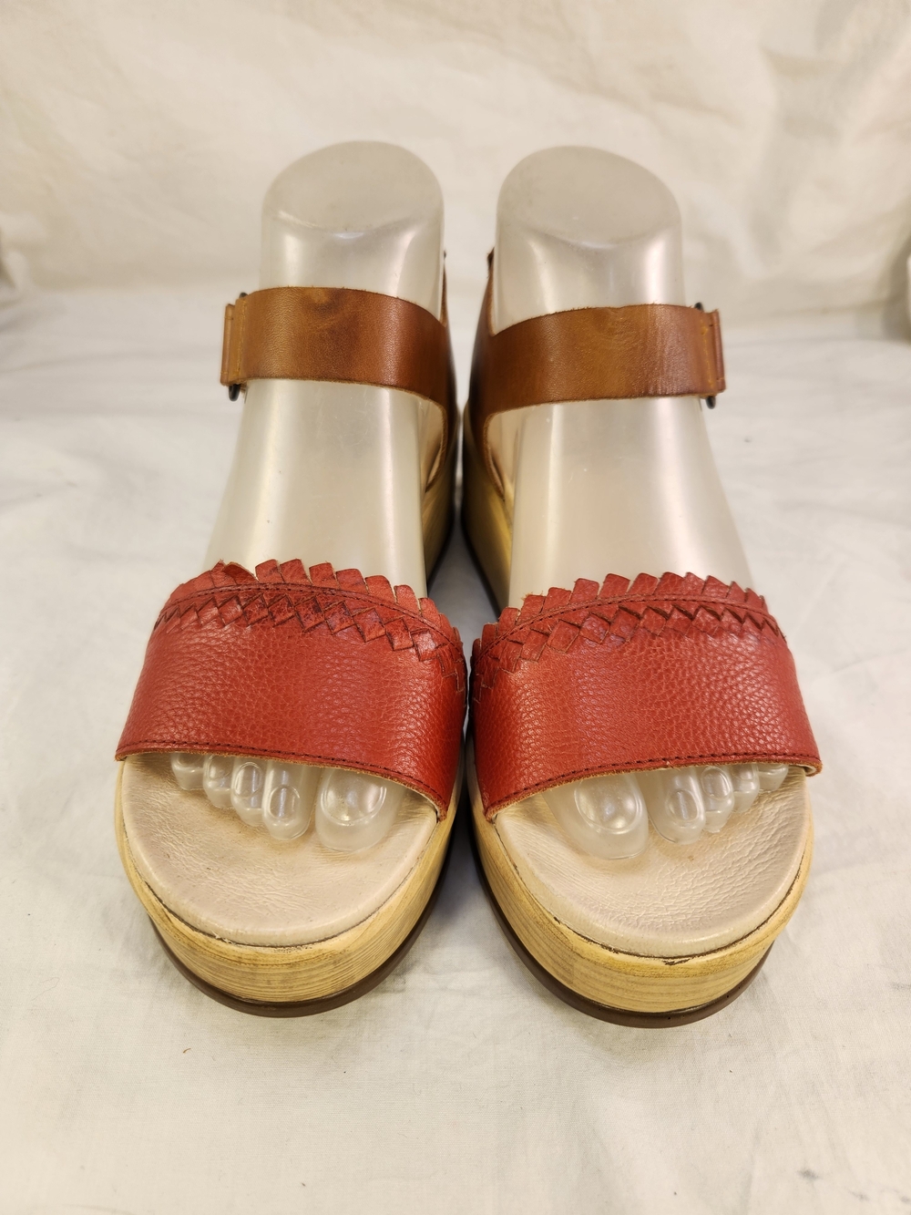 MINT PIKOLINOS BROWN RED LEATHER WEDGES WOMEN SANDALS PLATFORM SZ 38/7